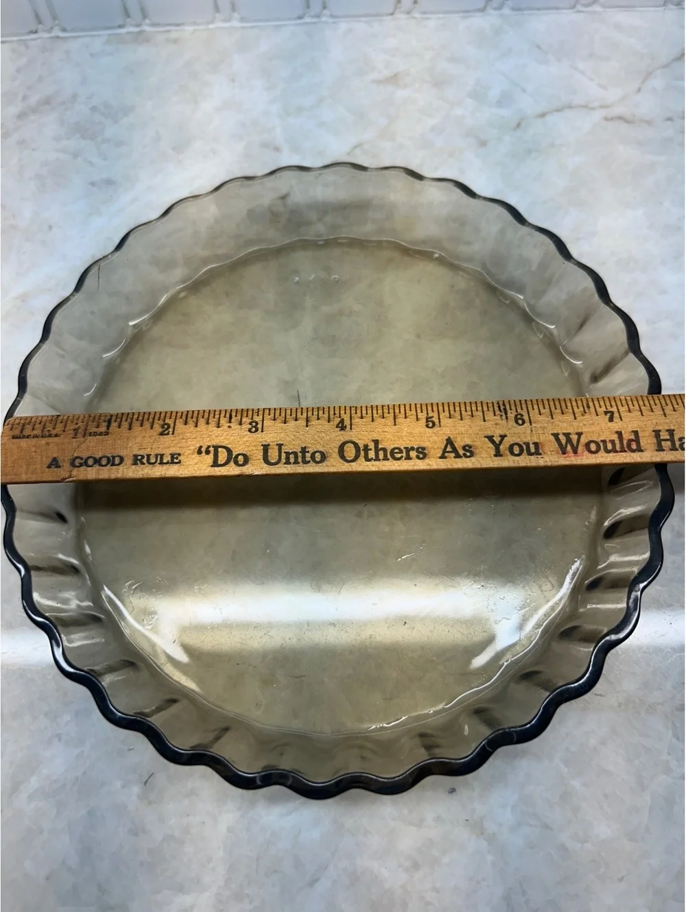 Vintage Arcopal France Smoked Glass Fluted Tart & Quiche Pan  10